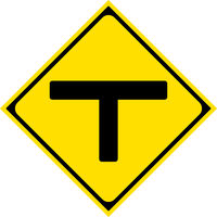 グリーンクロス　警戒標識　Ｓ２０１ーＣ　Ｔ形道路交差点あり　ステッカー50角　S201-C　1セット（5枚入）（直送品）