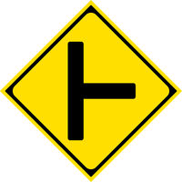 グリーンクロス　警戒標識　Ｓ２０１ーＢ　ト形道路交差点あり　ステッカー50角　S201-B　1セット（5枚入）（直送品）
