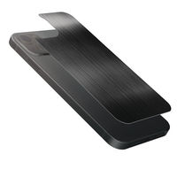 iPhone13 背面ガラスフィルム アルミ調 ヘアラインデザイン 指紋防止 ブラック PM-A21BALPBK エレコム 1個（わけあり品）
