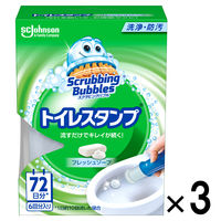 スクラビングバブル トイレ掃除 トイレスタンプ フレッシュソープの香り 本体 1セット(18回分：1本入×3個) トイレ洗剤 ジョンソン