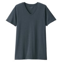 【メンズ】無印良品 あったか綿 Vネック半袖Tシャツ 紳士 M ダークグレー 良品計画