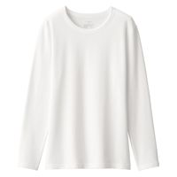 【レディース】無印良品 あったか綿 厚手 クルーネック長袖Tシャツ 婦人 M 白 良品計画