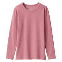 【レディース】無印良品 あったか綿 厚手 クルーネック長袖Tシャツ 婦人 S ピンク 良品計画