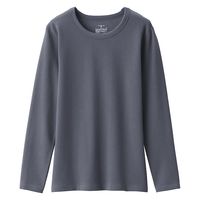 【レディース】無印良品 あったか綿 厚手 クルーネック長袖Tシャツ 婦人 M パープル 良品計画