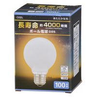 オーム電機 長寿命ボール電球E26 100W形 G95ホワイト 06-0866 1個（直送品）