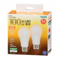 オーム電機 LED電球 E26 100形相当 電球色 2個入 06-4713 1個
