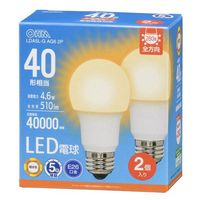 オーム電機 LED電球 E26 40形相当 電球色 2個入 06-5517 1個（直送品）
