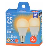 オーム電機 LED電球小形E17 25形相当 電球色 2個入 06-5536 1個