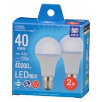 オーム電機 LED電球小形E17 40形相当 昼光色 2個入 06-5544 1個