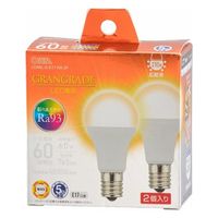 オーム電機 LED電球小形E17 60形相当 電球色 2個入 06-5566 1個（直送品）