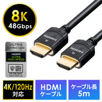 サンワサプライ ダイレクト：ULTRA HIGH Speed HDMIケーブル　5m　黒 500-HD024-50 1個（直送品）