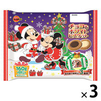 チョコレート菓子 クッキー ビスケット クリスマスパッケージ ディズニー　チョコ＆ホワイトビスケット160g 1セット（1個×3）