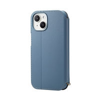 iPhone15 ケース レザー 手帳型 磁石 ブルー PM-A23APLFY2BU エレコム 1個