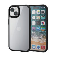 iPhone15 ケース ハイブリッド 衝撃吸収 軽量 薄型 ガラスフィルム付 ブラック PM-A23ATS3BK エレコム 1個（直送品）