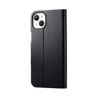iPhone15 Plus ケース レザー 手帳型 磁石 軽量 薄型 ブラック PM-A23BPLFUBK エレコム 1個（直送品）