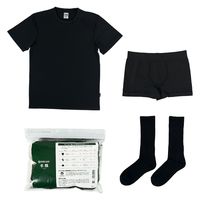 防災用衣類キット IRUI (Sサイズ)3点セット Tシャツ 下着 靴下 ユニセックス 男女 抗菌防臭加工 備蓄 災害対策（直送品）