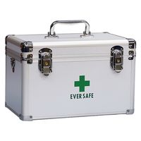 アルミ救急箱 Mサイズ 2段収納 キーロック トレー付き 救急ボックス 大容量 防災（直送品）