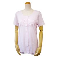 ウエル 婦人三分袖胸レース付き前開きシャツ（ワンタッチテープ式） ラベンダー　LL 43293 1枚（直送品）