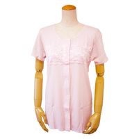 ウエル 婦人三分袖胸レース付き前開きシャツ（ワンタッチテープ式） ピーチ　LL 43293 1枚（直送品）