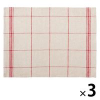 無印良品 麻平織 ランチョンマット チェック 生成×赤 約45×35cm 1セット（3枚） 良品計画