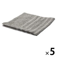 無印良品 麻平織 マルチクロス ランダムストライプ 黒×生成 約50×50cm 1セット（5枚） 良品計画