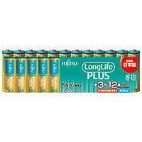 富士通 アルカリ乾電池 ロングライフプラス（単3形×12本パック） 17-0227 1個（直送品）