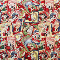 B&Bfabric オランダ輸入 ゴブラン生地 クリスマス サンタラベル 巾約140×1mカット販売 GB-MIXER（直送品）