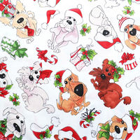 Loralie Designs クリスマスプリント生地 わんわんクリスマス総柄 巾110cm×1mカット販売 692-553（直送品）