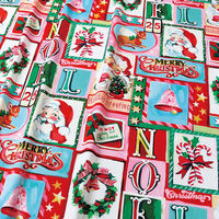 Maison de Fabric ”NOEL” サンタ柄プリン生地 サンタレッド 巾110cm×1mカット販売 NL-SANTA（直送品）