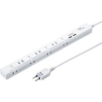 延長コード 電源タップ 3m 2P（ピン） 8個口 USB充電ポート搭載 ホワイト TAP-SLIM8U-3 サンワサプライ 1本（直送品）