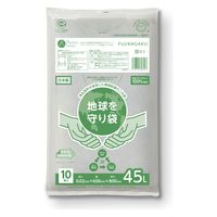 ゴミ袋 100％再生原料 地球を守り袋 グレー 半透明 45L 1袋（10枚入）富士カガク