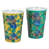 【新品未使用】九谷焼 カップ プレート ペア 花唐草 石川県 伝統工芸 ペアフリーカップ 金唐草