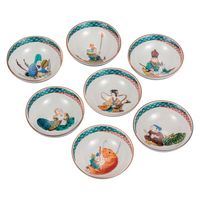 伊野正峰 日本の伝統工芸品【九谷焼】 組盃 五草花 (K9-1224