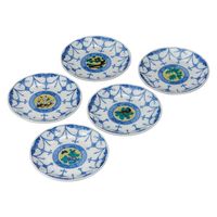 伊野正峰 日本の伝統工芸品【九谷焼】 4.5号皿揃 花鳥絵変り (K9