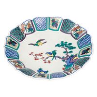 日本の伝統工芸品【九谷焼】 12号飾皿 金箔彩群鶴 皿立付 北村隆