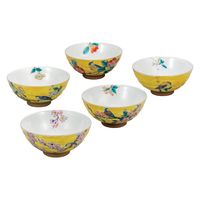 伊野正峰 日本の伝統工芸品【九谷焼】 5客飯碗 吉田屋花鳥絵変り (K9-580) (K8-518) K9-580K8-518 1個（直送品）