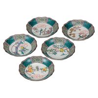 美品 九谷焼 正峰「細密花詰」図飾皿 共箱 美術品
