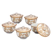 古い九谷焼蓋付菓子器 九谷焼ギフト ご贈答品 御祝い 九谷焼蓋付茶器 青粒金唐草