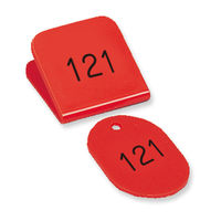 角型親子番号札．１０１ー１５０．赤 CT-3-101-R 1組 共栄プラスチック（直送品）