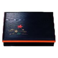 松花堂 尺１寸長手木目松花堂　黒渕朱春秋（仕切別） [2個入] wis-1-240-6　若泉漆器（直送品）