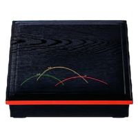 松花堂 ８．５寸木目松花堂　黒渕朱露草（仕切別） [2個入] wis-1-291-1　若泉漆器（直送品）