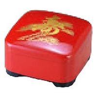 松花堂 みどり重　朱に寿松 [7個入] wis-1-459-4　若泉漆器（直送品）