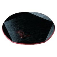 トレー 尺０寸五角木目盆　黒渕朱松葉 [1個入] wis-b-12-94　若泉漆器（直送品）