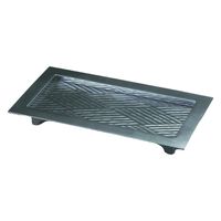 盛器 尺２．５寸つば付足付長角皿　銀透き底黒塗 [1個入] wis-m-24-18　若泉漆器（直送品）