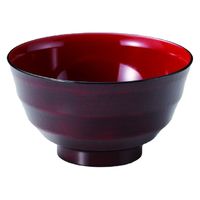 椀 ５寸乱筋木彫丼　赤栃内朱 [3個入] wis-w-15-11　若泉漆器（直送品）