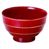 汁椀 ３．８寸乱筋木彫汁椀　銀朱金ライン [4個入] wis-w-15-5　若泉漆器（直送品）