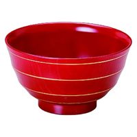 椀 ５寸乱筋木彫丼　銀朱金ライン [3個入] wis-w-15-9　若泉漆器（直送品）