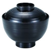 汁椀 ３．８寸小丸刷毛目椀　黒 [3個入] wis-w-16-62　若泉漆器（直送品）