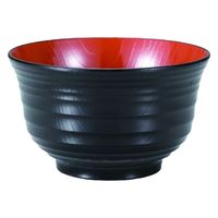 椀 ４．５寸木目お好み椀　黒内朱 [4個入] wis-w-16-66　若泉漆器（直送品）