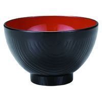 汁椀 ４寸赤坂木目汁椀　黒内朱 [4個入] wis-w-16-72　若泉漆器（直送品）